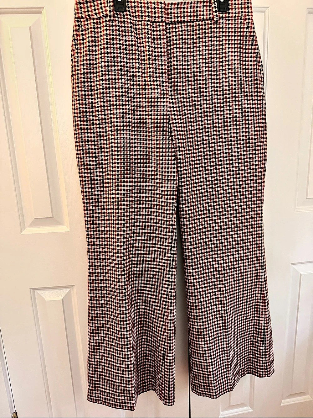 Boden Wool Blend Plaid Wide Leg Pants in Red & Black Size 14R NWT